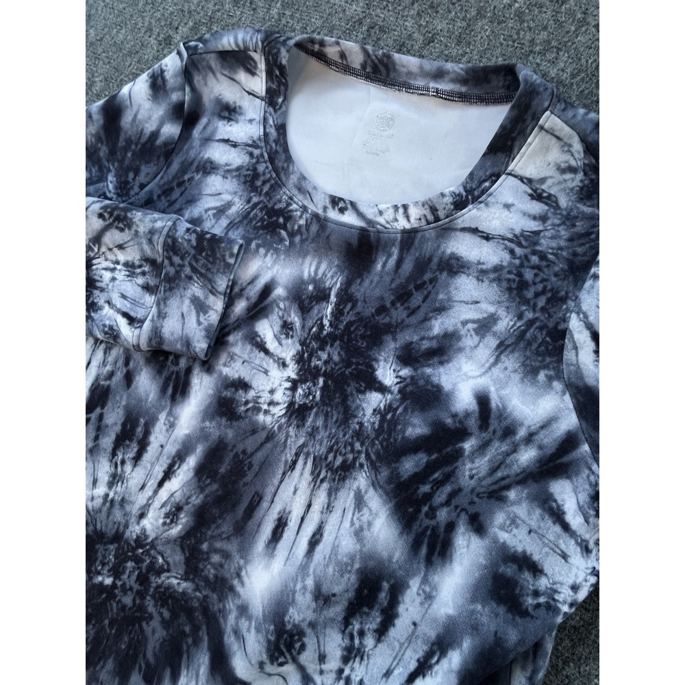 GAIAM Sweatshirt Medium DARK GRAY AND WHITE TIE DYE PRINT SOFT‎ Active Gym